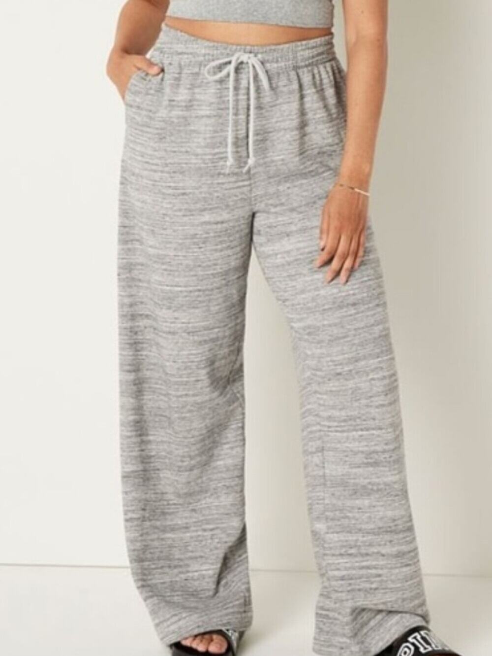 VS Pink Wide Leg Mid Rise Sweatpants